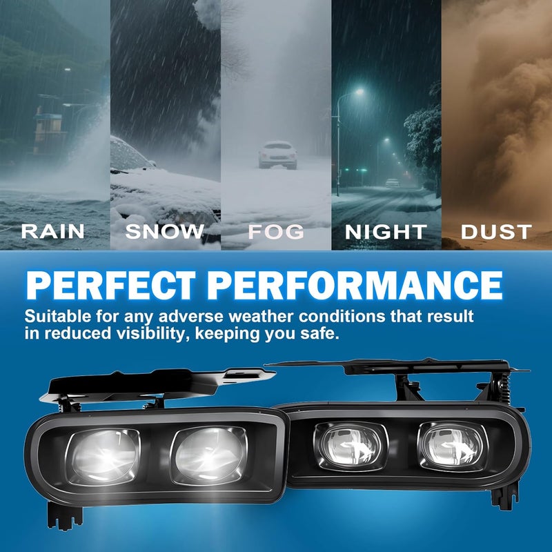 BOXLIGHT LED Fog Lights Assembly Compatible with 2002 2003 2004 2005 2006 Cadillac Escalade/Escalade EXT/Escalade ESV Driving Fog Lamps (Clear Lens) - Image 3